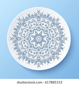 Plate with ornament. Vector illustration