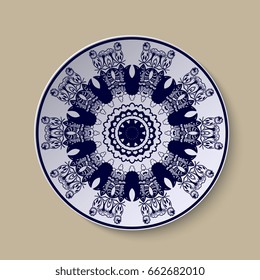 Plate with ornament. Vector illustration