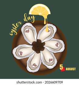 Plate with oysters to date Oyster Day