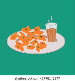 plate of pakora with tea snacks indian crunchy 