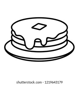 Plate with pancakes. Vector flat outline icon illustration isolated on white background.