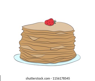 plate with pancakes, vector, white background. plate with pancakes, vector