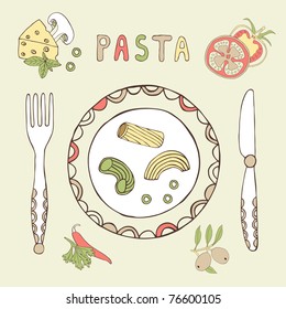 plate with pasta card