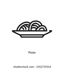 Plate of pasta linear icon. Simple design. Line vector. Isolate on white background.