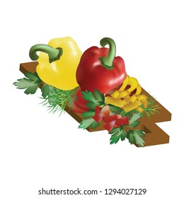 Plate with pepper and herbs
