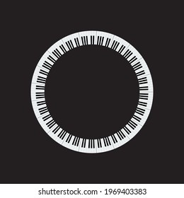 Plate piano key frame border. Piano keyboard Circle shape vector illustration.