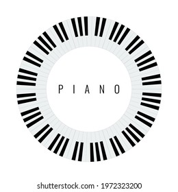 Plate piano key frame border. Piano keyboard Circle shape vector illustration.