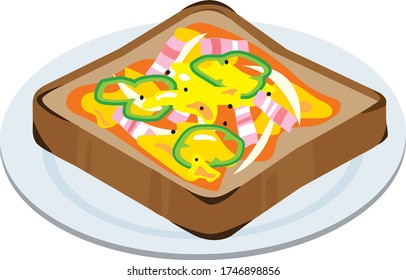 A Plate with pizza toast