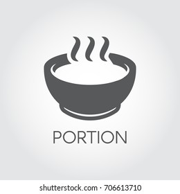 Plate with portion of hot food. Soup, chowder, broth and other dishes concept image. Flat Icon for breakfast, lunch or dinner. Vector label for culinary design needs