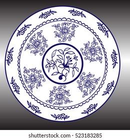Plate Pottery Hand Drawing Vector! This vector set includes a variety of hand-drawn flowers in various colors and patterns, perfect for creating vintage-inspired wall art or porcelain plates.