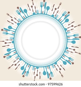 Plate with radiating utensils makes a nice dinner party invite.