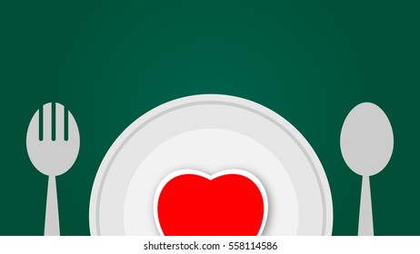 Plate with red heart vector