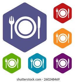 Plate rhombus icons set in different colors. Vector Illustration