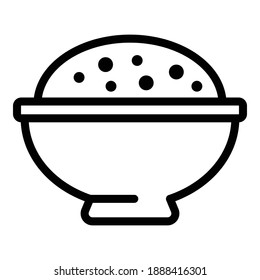 Icono de la placa de arroz. Placa de contorno del icono del vector de arroz para el diseño web aislado en fondo blanco