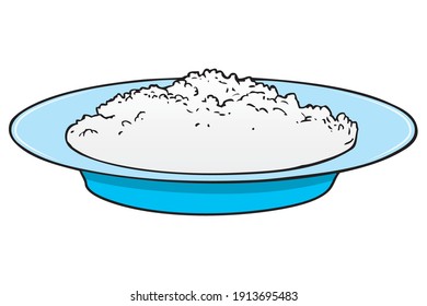 a plate of rice vector illustration,
isolated on white background.Food Top view