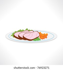Plate of roasted turkey meat with garnish.