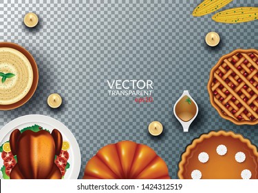 Plate with roasted turkey on transparent background