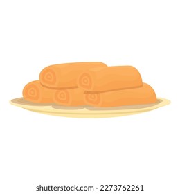 Plate roll spring icon cartoon vector. Food cuisine. China meal