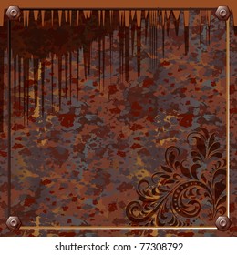 Plate of rusty metal.