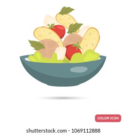 Plate with salad color flat icon