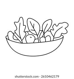 Plate of salad doodle. Isolated on white background