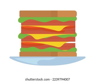 plate with sandwich on white background