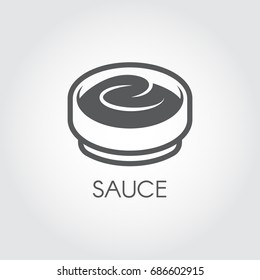 Plate with sauce flat icon. Logo for various recipes, cookbooks, culinary sites and other projects. Vector illustration