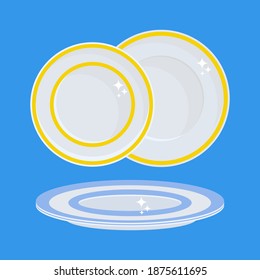 Plate. Set of empty clean plates. Vector illustration