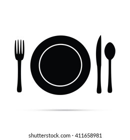 Plate Setting with Fork, Knife, and Spoon Icon