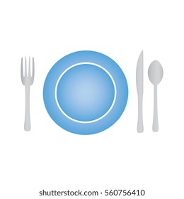 Plate Setting with Fork Knife and Spoon Icon in Color Gradient Vector
