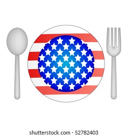 Plate in the shape of USA flag