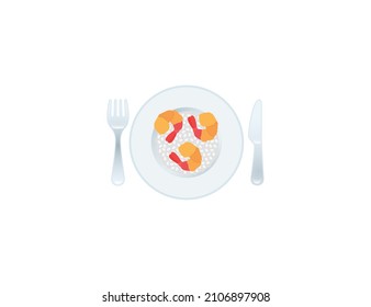 Plate with shrimps vector isolated icon. Emoji illustration. Plate with shrimps vector emoticon