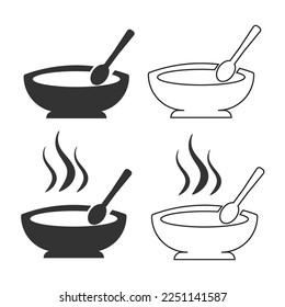 Plate soup icon. Dinner food set line and background vector ilustration.