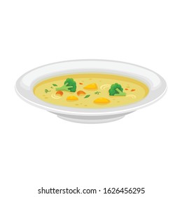 Plate of soup vector icon.Cartoon vector icon isolated on white background plate of soup.