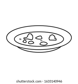 Plate of soup vector icon.Outline,line vector icon isolated on white background plate of soup.