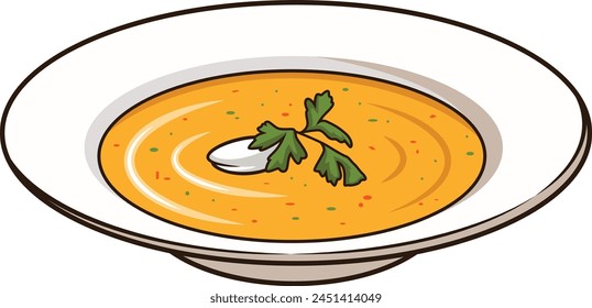 Plate of soup vector illustration