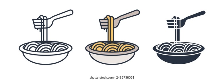 plate of spaghetti Icon symbol vector illustration isolated on white background