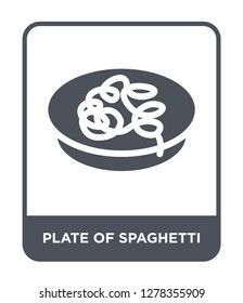 plate of spaghetti icon vector on white background, plate of spaghetti trendy filled icons from Bistro and restaurant collection, plate of spaghetti vector illustration