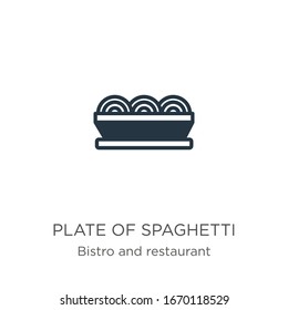 Plate of spaghetti icon vector. Trendy flat plate of spaghetti icon from bistro and restaurant collection isolated on white background. Vector illustration can be used for web and mobile graphic 