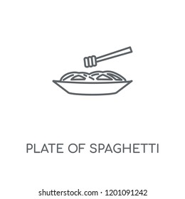 Plate of Spaghetti linear icon. Plate of Spaghetti concept stroke symbol design. Thin graphic elements vector illustration, outline pattern on a white background, eps 10.