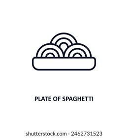 Platte des Spaghetti-Umrisssymbols.  Dünne Linie Ikone aus Bistro und Restaurant Kollektion. Bearbeitbare Vektorgrafik auf weißem Hintergrund