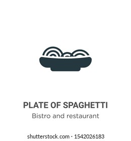 Plate of spaghetti vector icon on white background. Flat vector plate of spaghetti icon symbol sign from modern bistro and restaurant collection for mobile concept and web apps design.