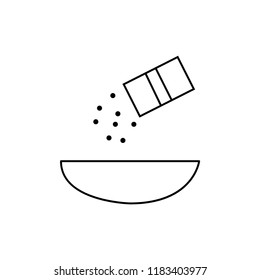 Plate and spice container icon. Sprinkle vector.