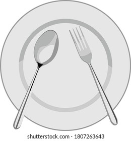 Plate Spon and Fork Vector Illustration
