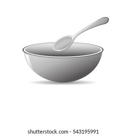 Plate and spoon in the food process