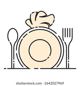 Plate with spoon and fork	