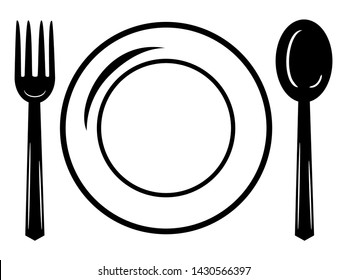 plate with spoon and fork icon illustration isolated sign symbol