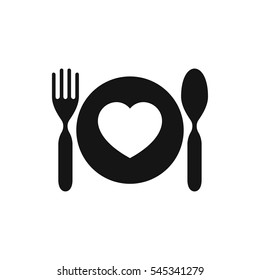 plate with spoon and fork icon illustration isolated vector sign symbol