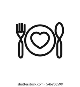 plate with spoon and fork icon illustration isolated vector sign symbol
