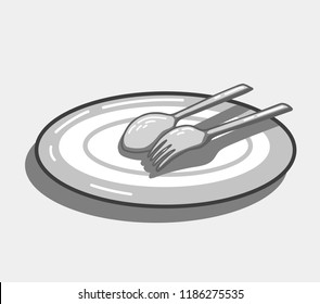 Plate, Spoon and Fork Icon set